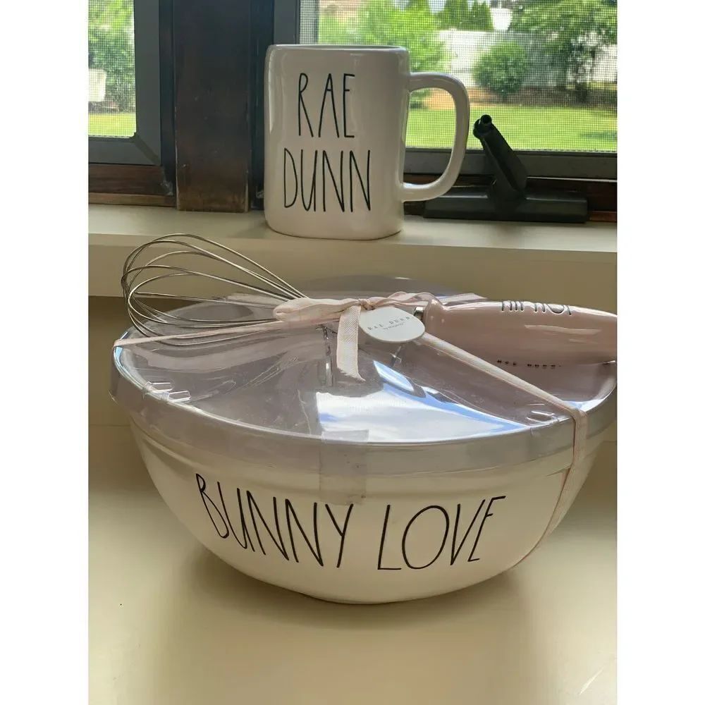 Rae Dunn Bunny Love Bowl And Whisk